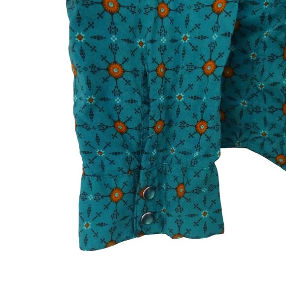 Vintage Wrangler Rancher Western Pearl Snap Shirt Women Size XXL Green Long Slv - Picture 3 of 10